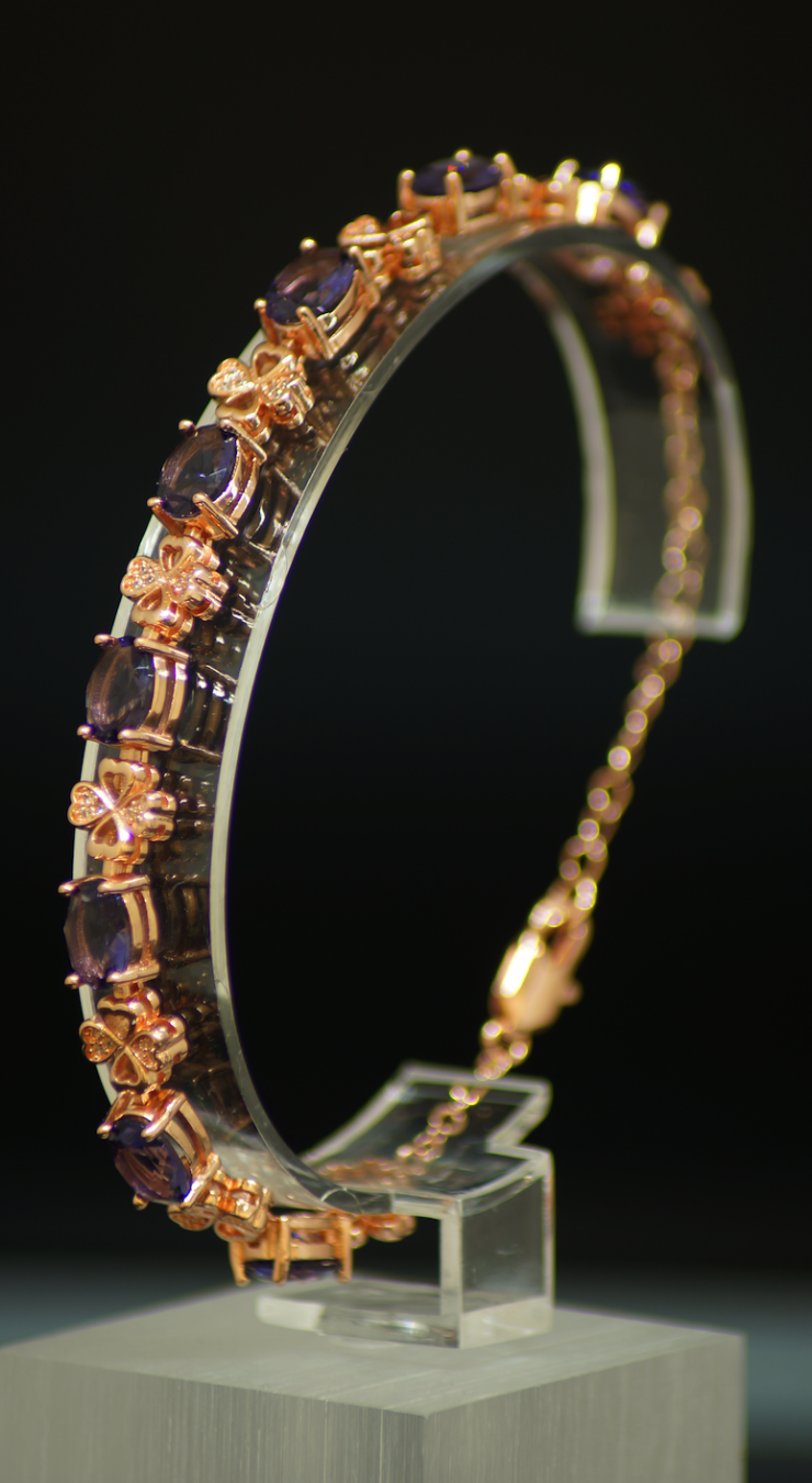 天然紫水晶手鍊18K金鑲嵌鋯石手鍊